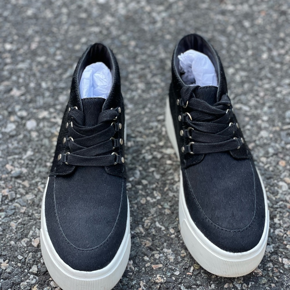Excellent used condition Joie Hillerson mid-top black platform sneaker- size 36.